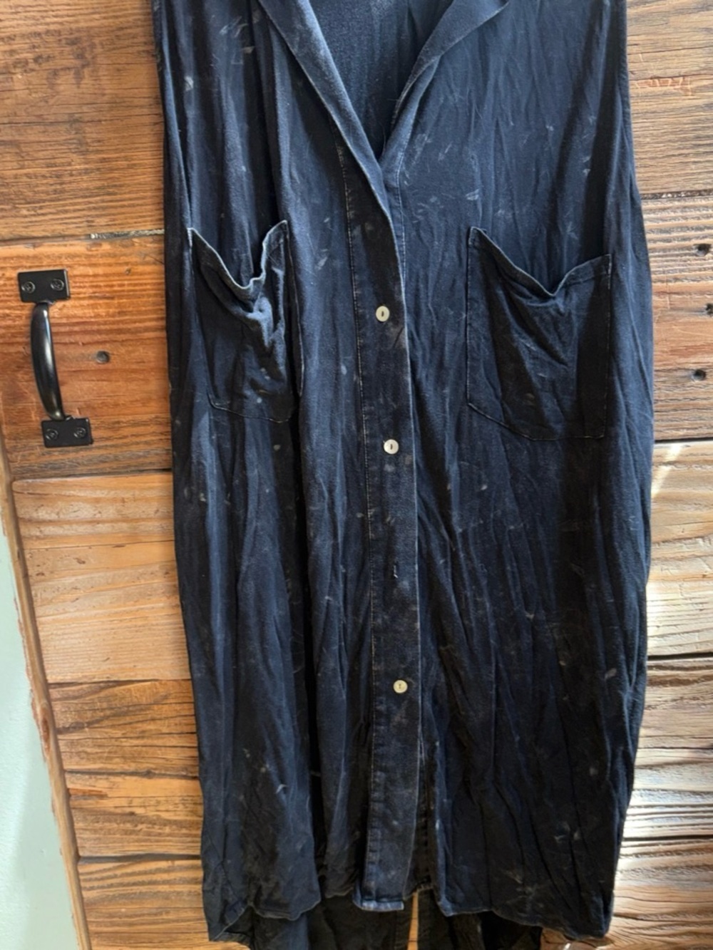 POL Sleeveless Button-Front Black Long Vest Dress - Picture 2 of 6